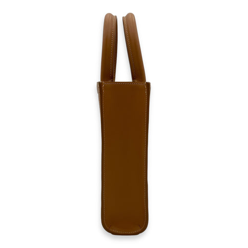 Celine Vertical Mini Brown Top Handle Bag in Canvas, Gold hardware_3