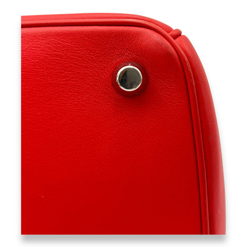 Christian Dior Be Dior Top Handle Bag Red in Calfskin, Silver hardware_7