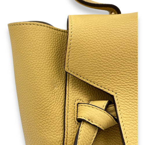 Celine Belt Mini Yellow Top Handle Bag in Calfskin, Gold hardware_7