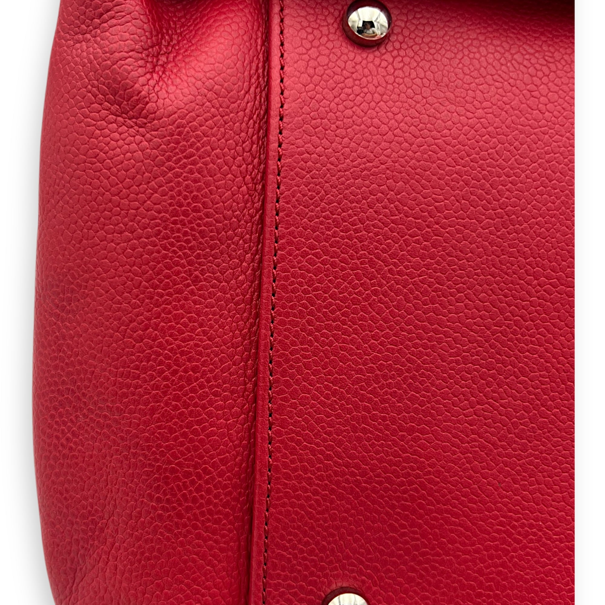 Chanel CC Tote Bag Red in Caviar Leather, Silver hardware_7