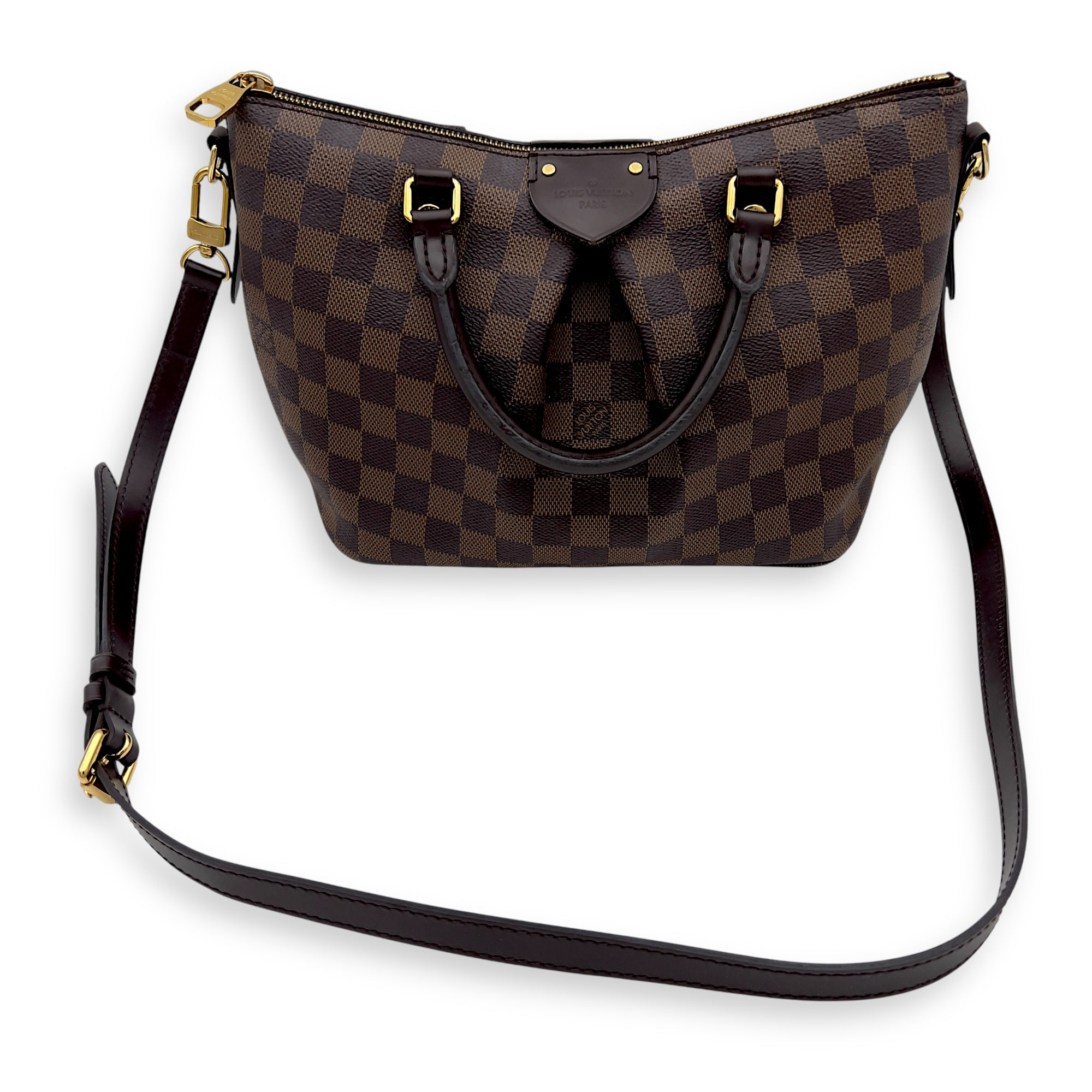 Louis Vuitton Siena Top Handle Bag PM Brown in Coated Canvas, Gold hardware_7