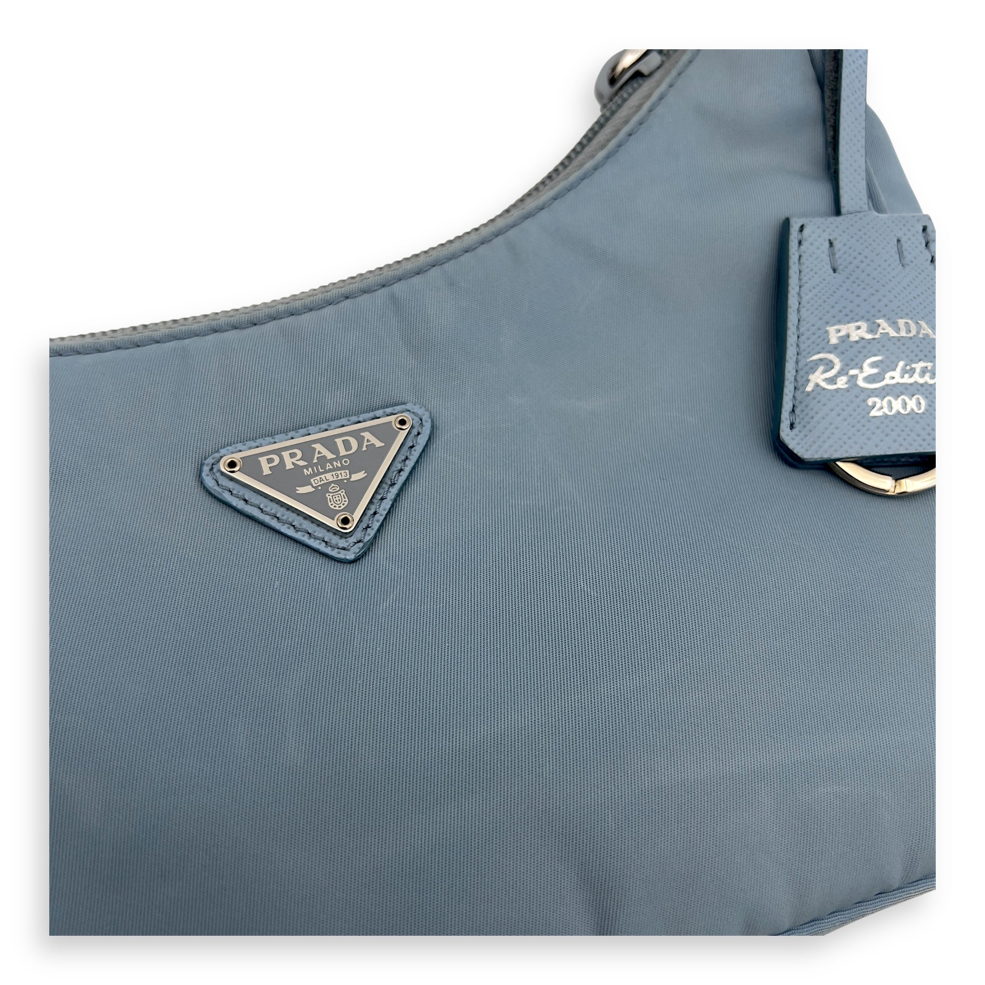 Prada Re-Edition 2000 Shoulder Bag Blue in Nylon, Silver hardware_7