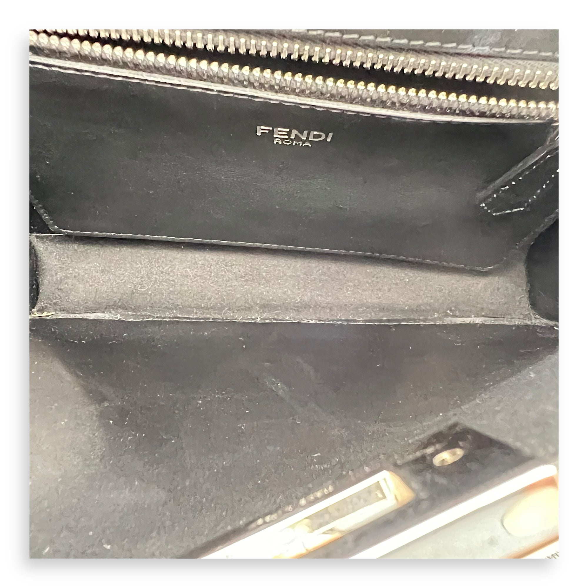 Fendi Noel Fielding Peekaboo Top Handle Bag Mini Black in Calfskin, Silver hardware_7