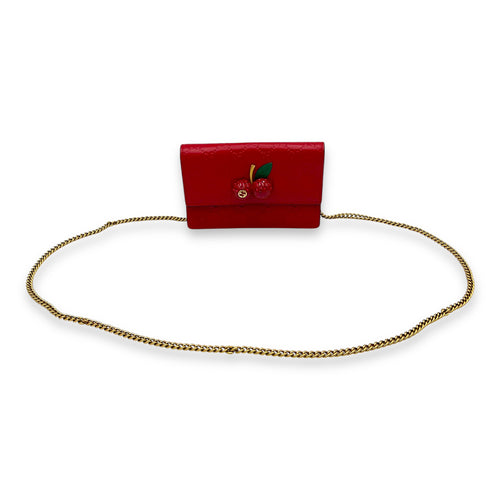 Gucci Cherry Red Wallet On Chain in Guccissima Leather, Gold hardware_7