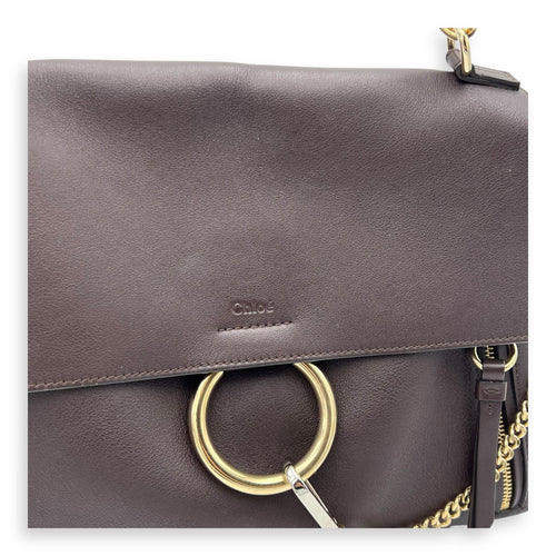 Chloé Faye Shoulder Bag Brown in Calfskin, Gold hardware_7