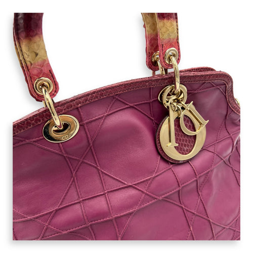 Christian Dior Granville Top Handle Bag Purple in Calfskin, Gold hardware_7