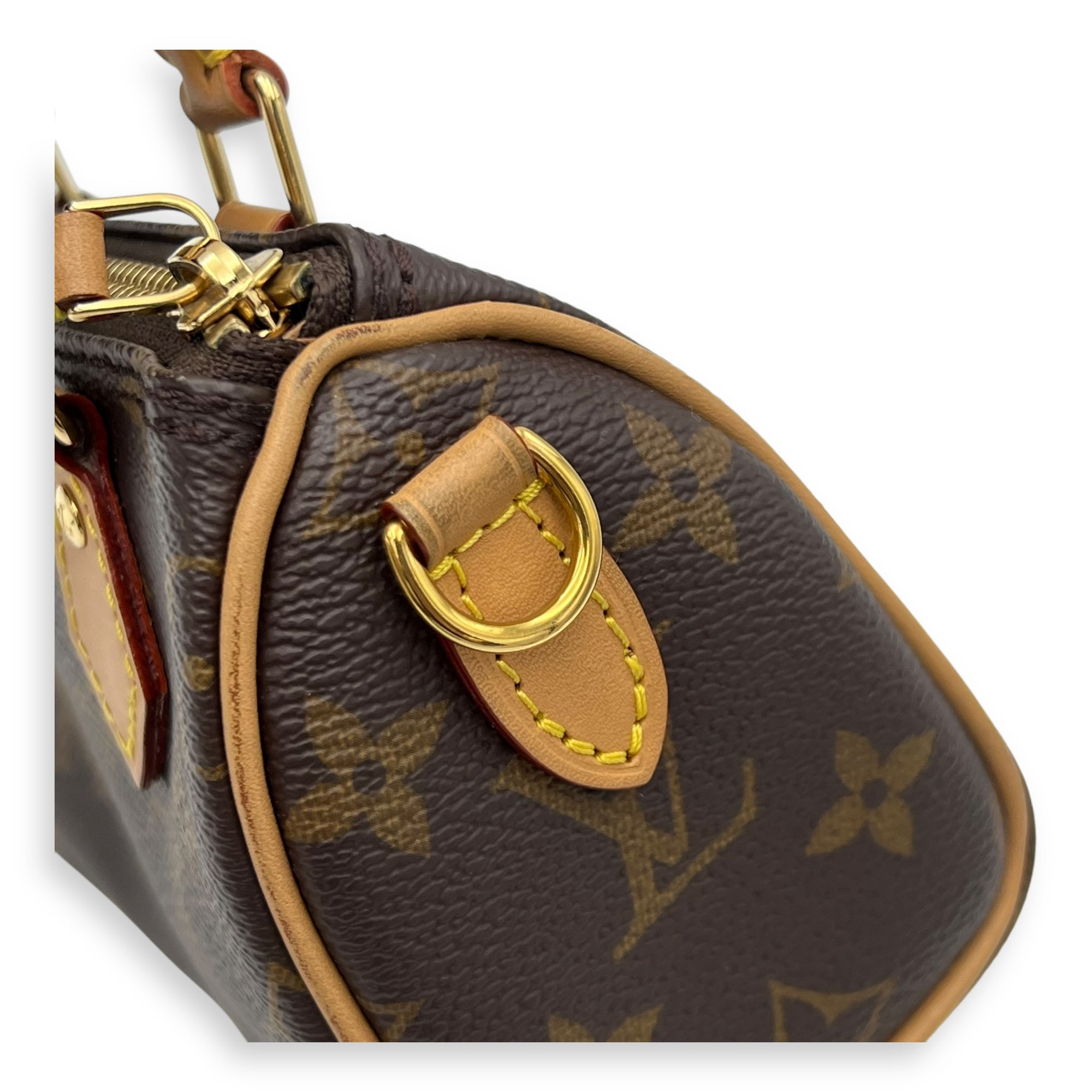 Louis Vuitton Speedy Top Handle Bag Nano Brown in Monogram Coated Canvas, Gold hardware_7