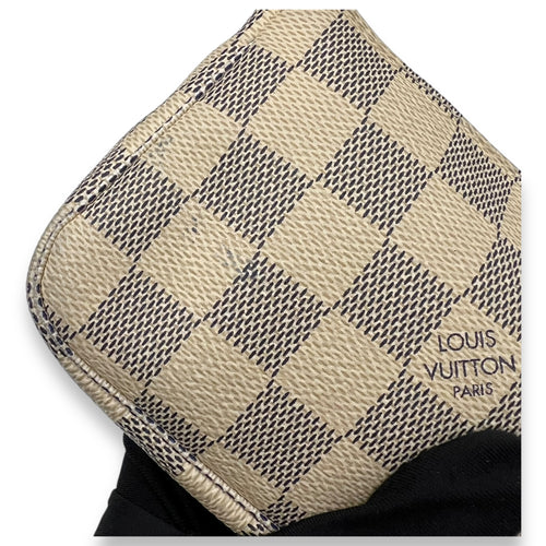 Louis Vuitton Pochette Accessoires Mini Damier Azur Pouch in Coated Canvas, Gold hardware_7