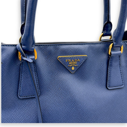 Prada Galleria Top Handle Bag Large Blue in Saffiano Leather, Gold hardware_7