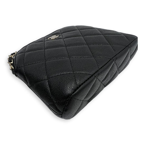 Chanel 24S Quilted Crossbody Bag Mini Black in Caviar Leather, Gold hardware_5