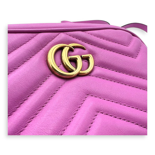 Gucci GG Marmont Crossbody Bag Small Pink in Calfskin, Gold hardware_7