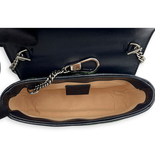 Gucci GG Marmont Super Mini Green Crossbody Bag in Canvas, Silver hardware_9