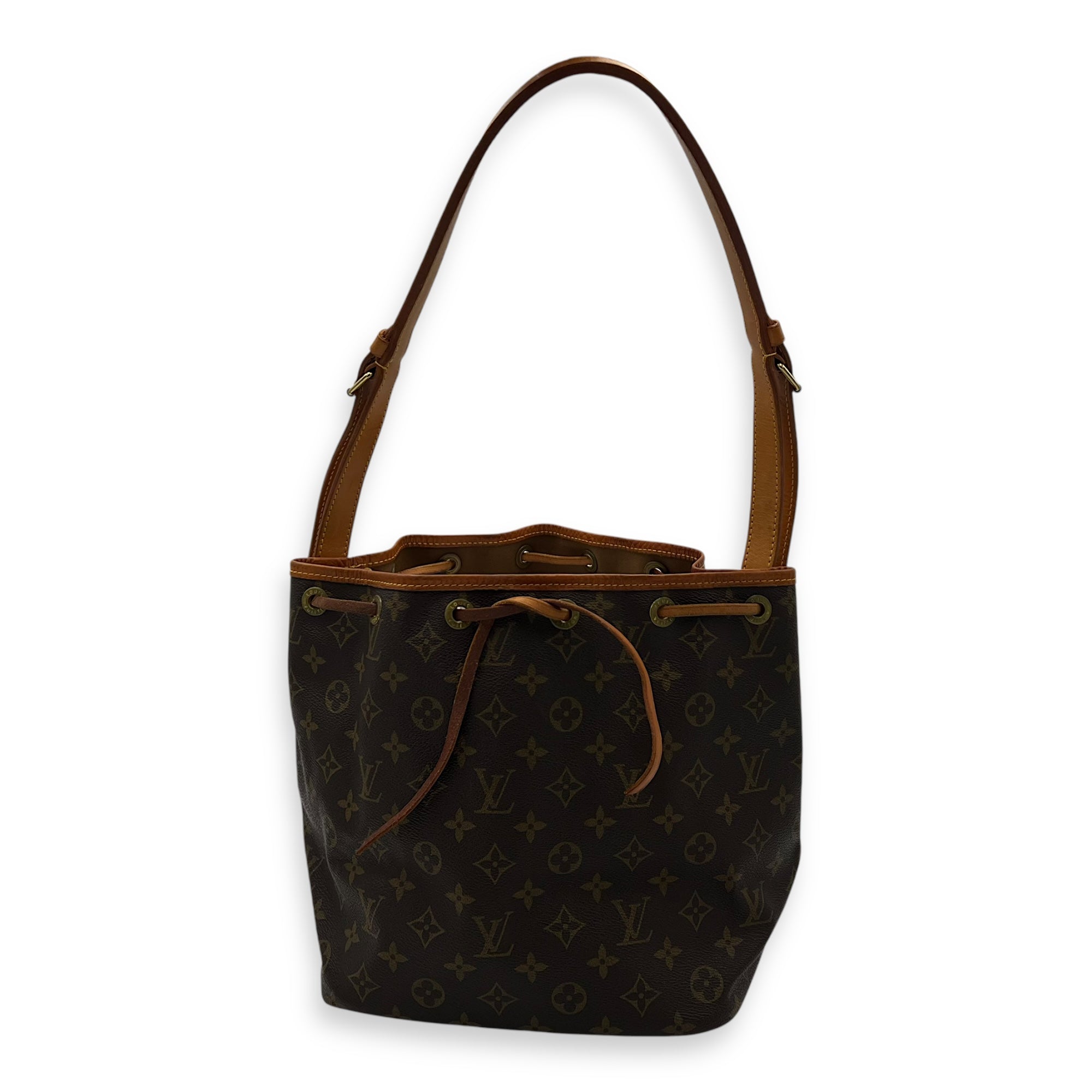 Louis Vuitton Noe Shoulder Bag Petite Brown in Monogram Coated Canvas, Gold hardware_7