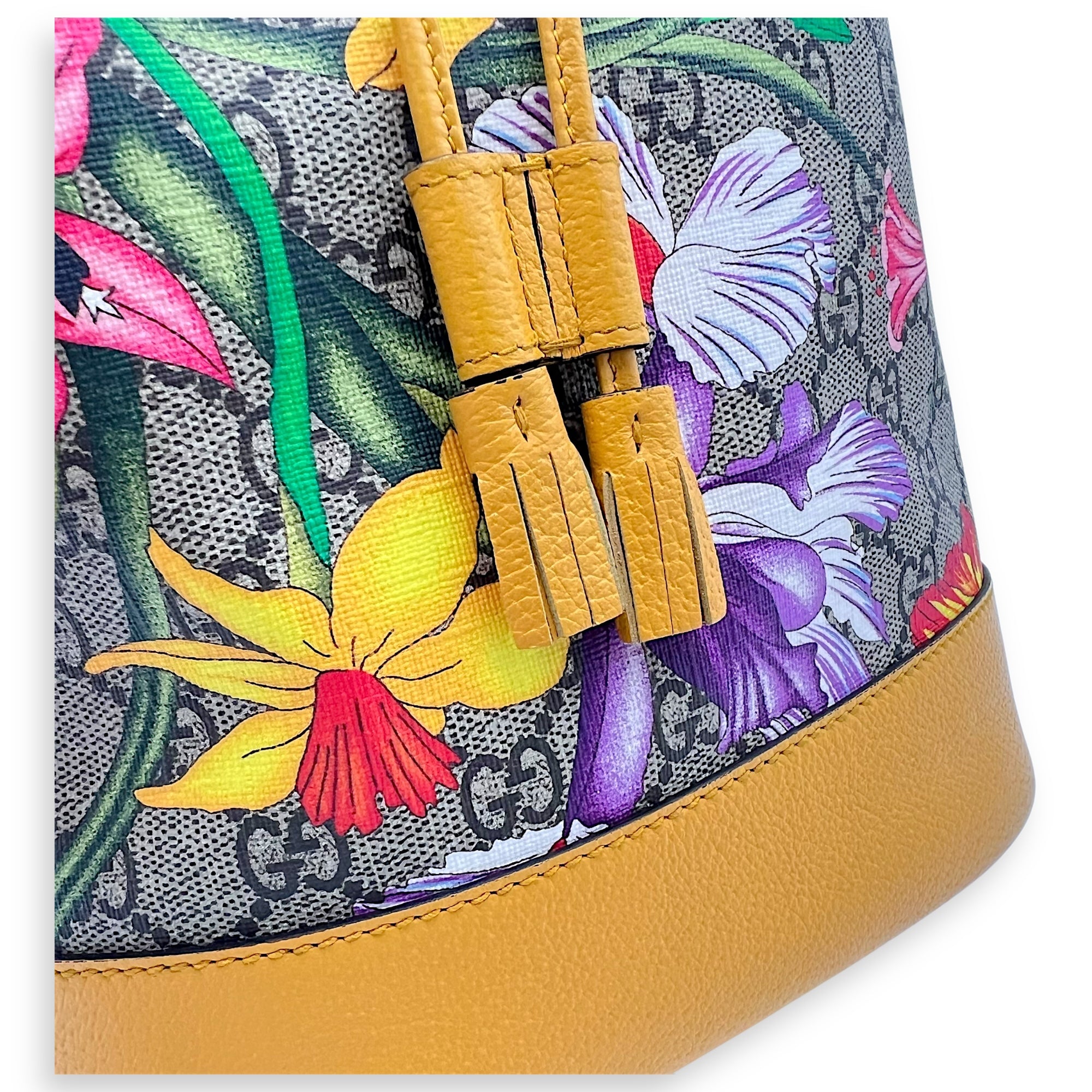 Gucci Ophidia Bucket Bag Yellow in Coated Canvas, Gold hardware_7