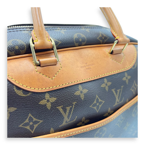 Louis Vuitton Deauville MM Brown Top Handle Bag in Monogram Coated Canvas, Gold hardware_7