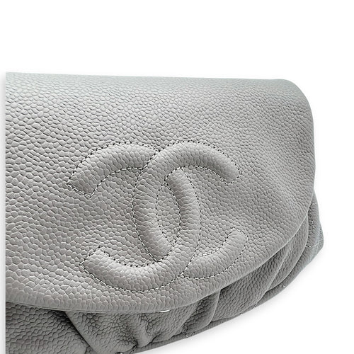 Chanel Half Moon Wallet On Chain Grey in Caviar Leather, Silver hardware_7