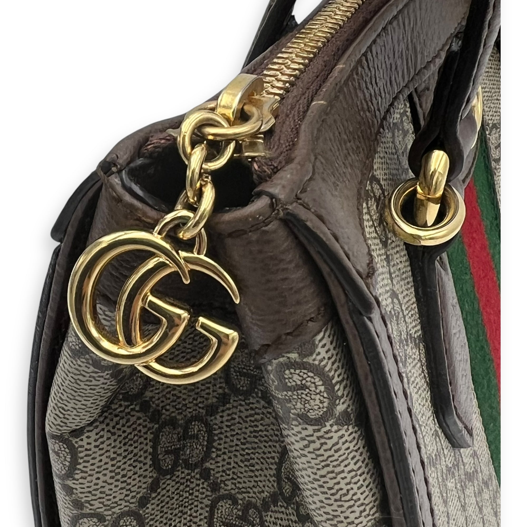 Gucci Ophidia Top Handle Bag Brown in Coated Canvas, Silver hardware_7