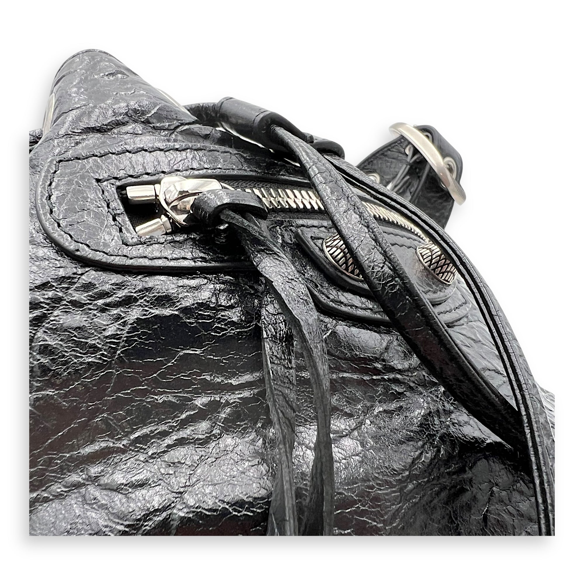 Balenciaga Le Cagole Bucket Bag Black in Lambskin, Silver hardware_7