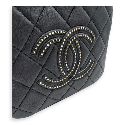 Chanel CC Camera Studded Black Shoulder Bag in Lambskin, Gold hardware_7