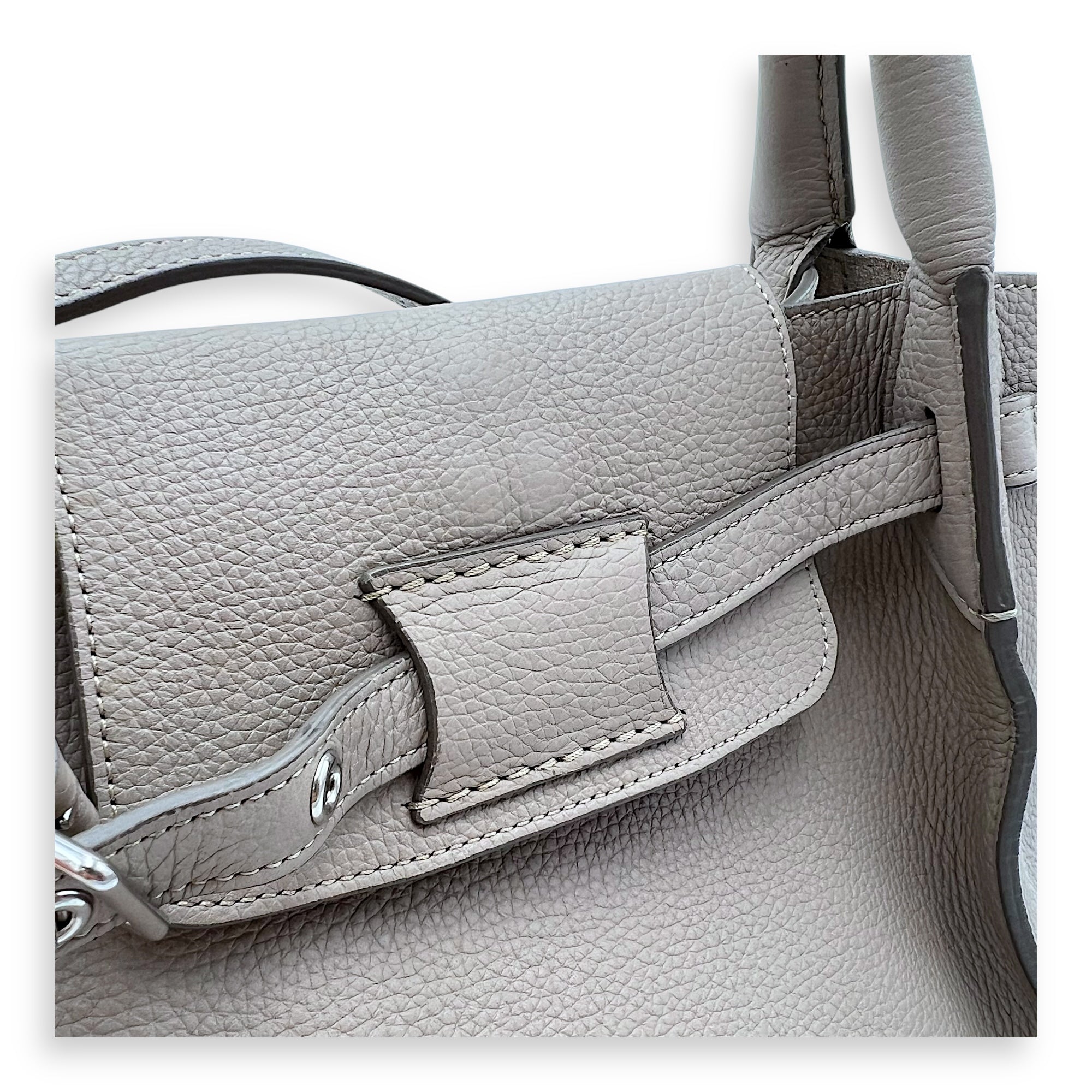 Celine Big Top Handle Bag Grey in Calfskin, Silver hardware_7