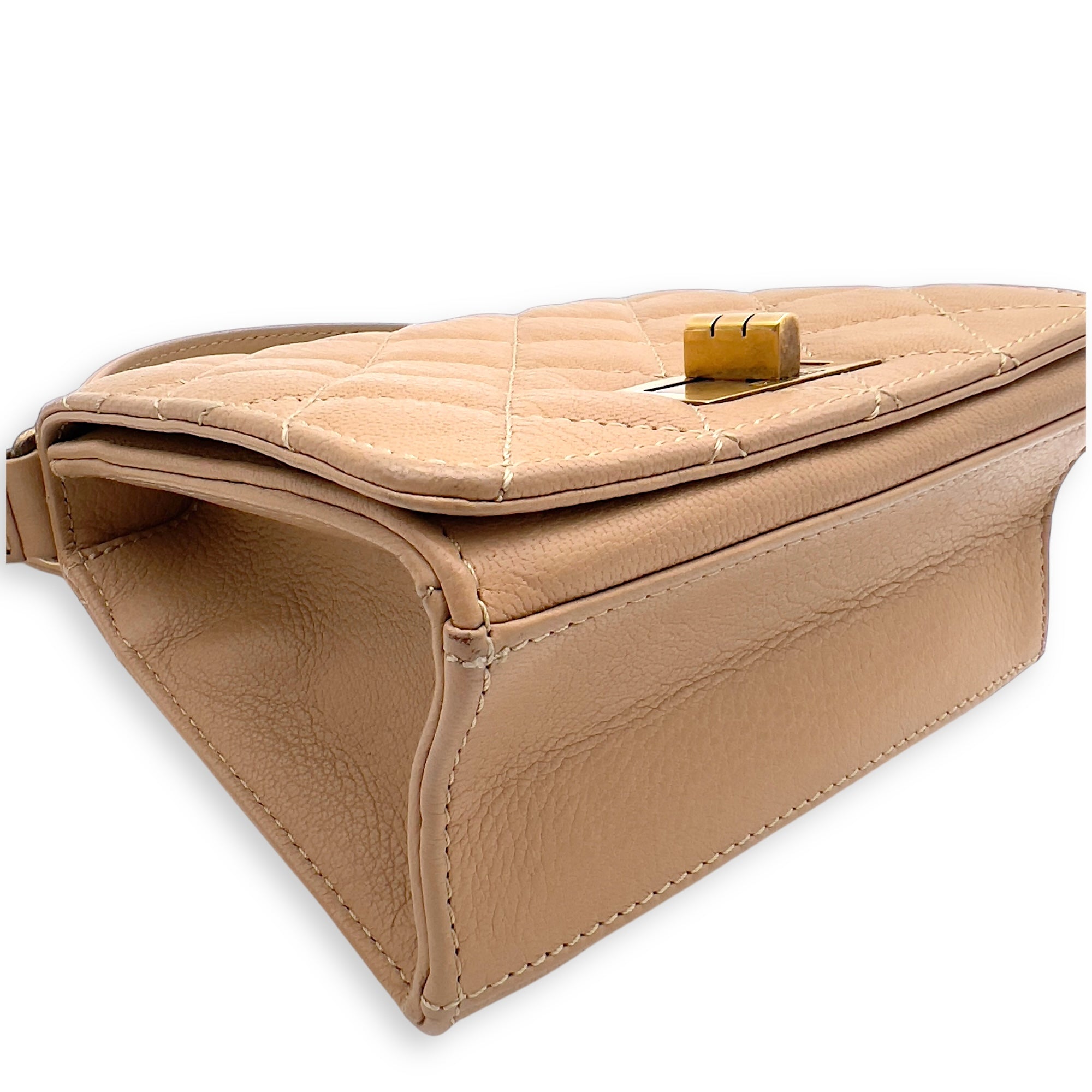 Chanel Rita Top Handle Bag Brown in Calfskin, Gold hardware_7