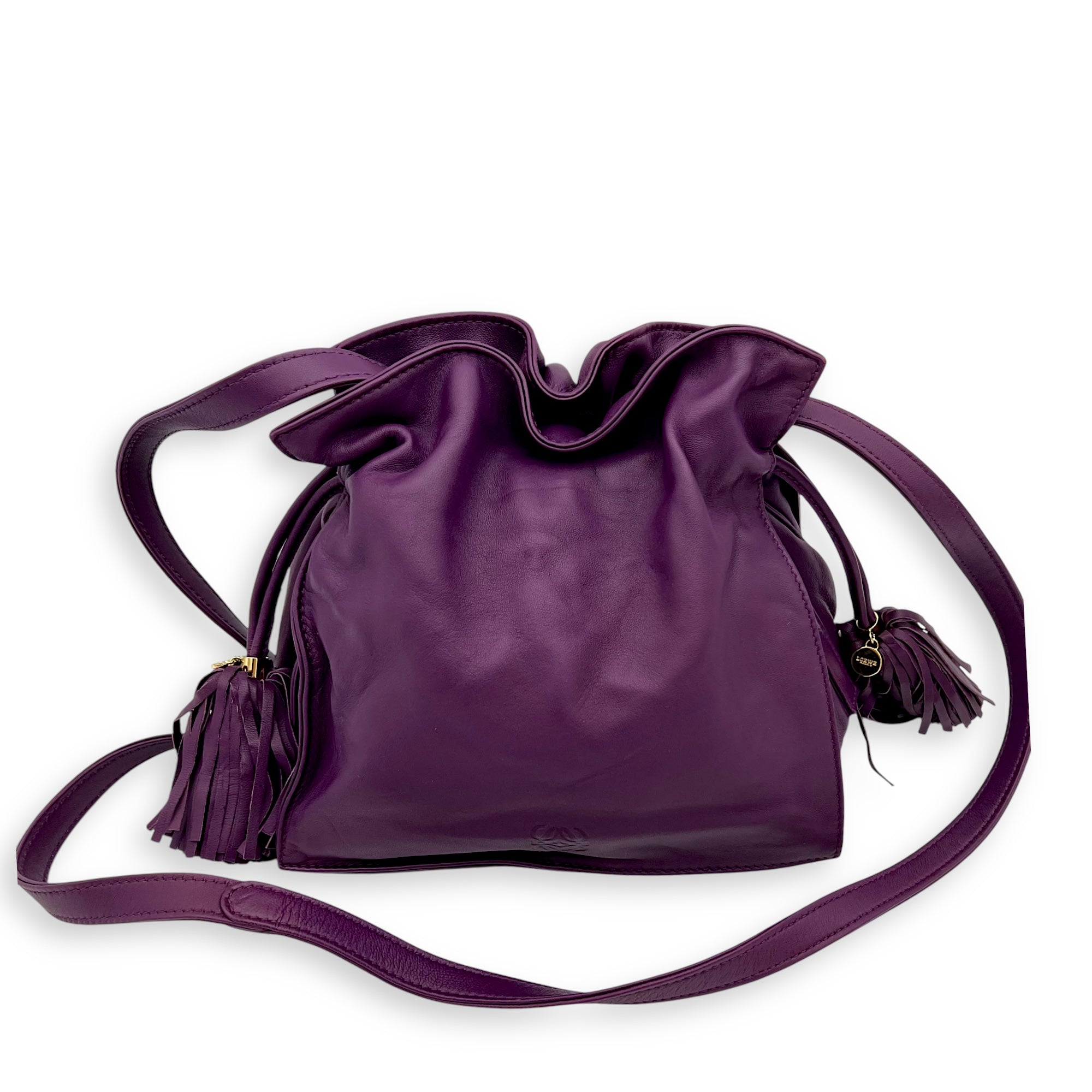 Loewe Flamenco Purple Crossbody Bag in Lambskin, Gold hardware_3