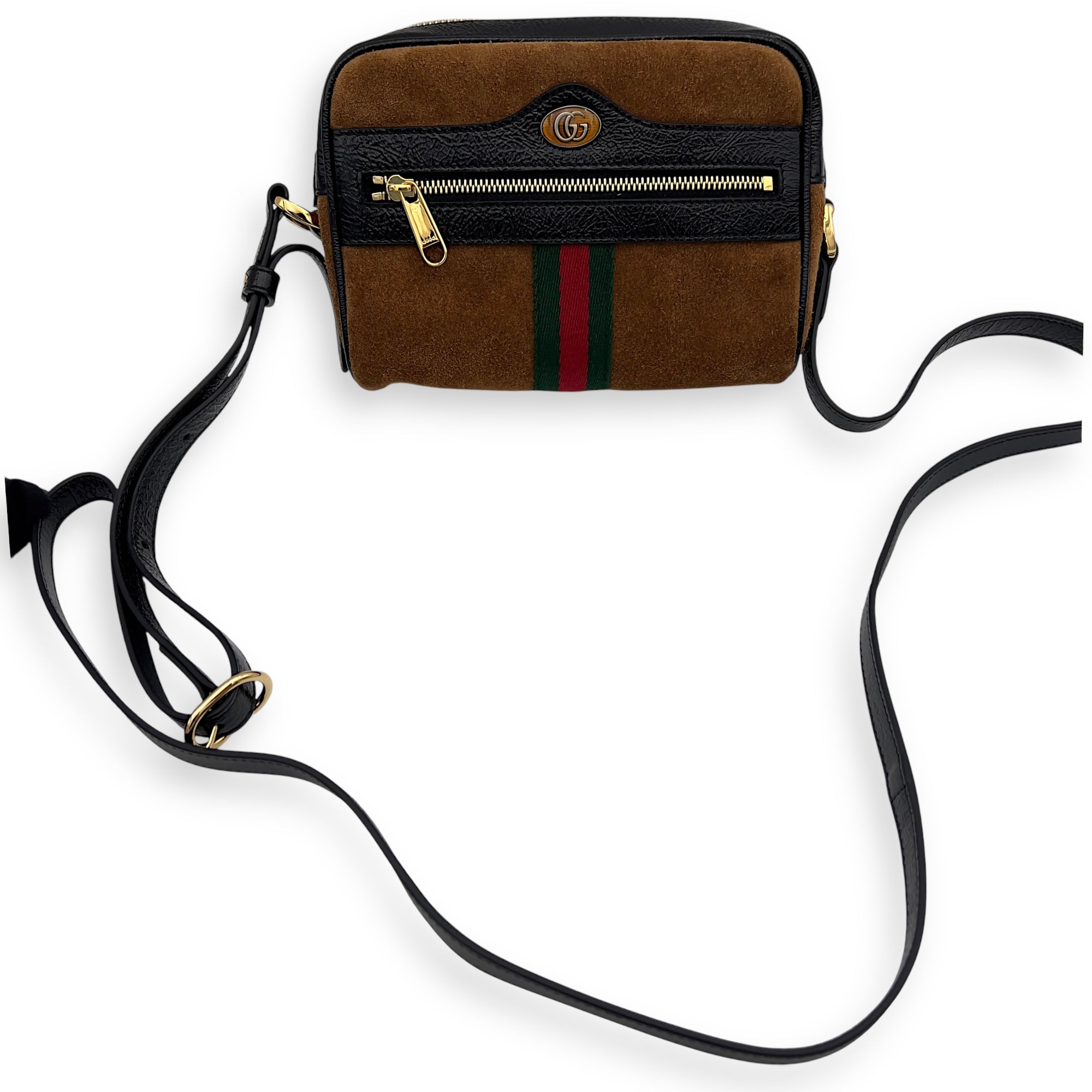 Gucci Ophidia Crossbody Bag Brown in Suede Leather, Gold hardware_3