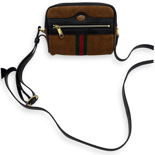 Gucci Ophidia Crossbody Bag Brown in Suede Leather, Gold hardware_3