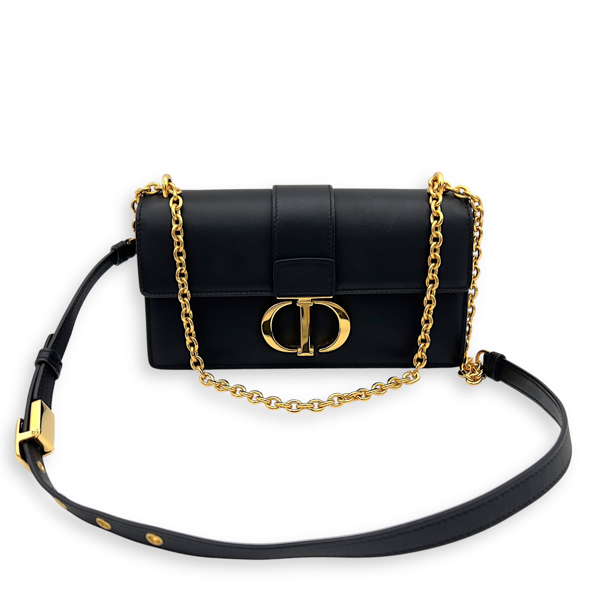 Christian Dior 30 Montaigne East West Black Shoulder Bag in Calfskin, Gold hardware_7