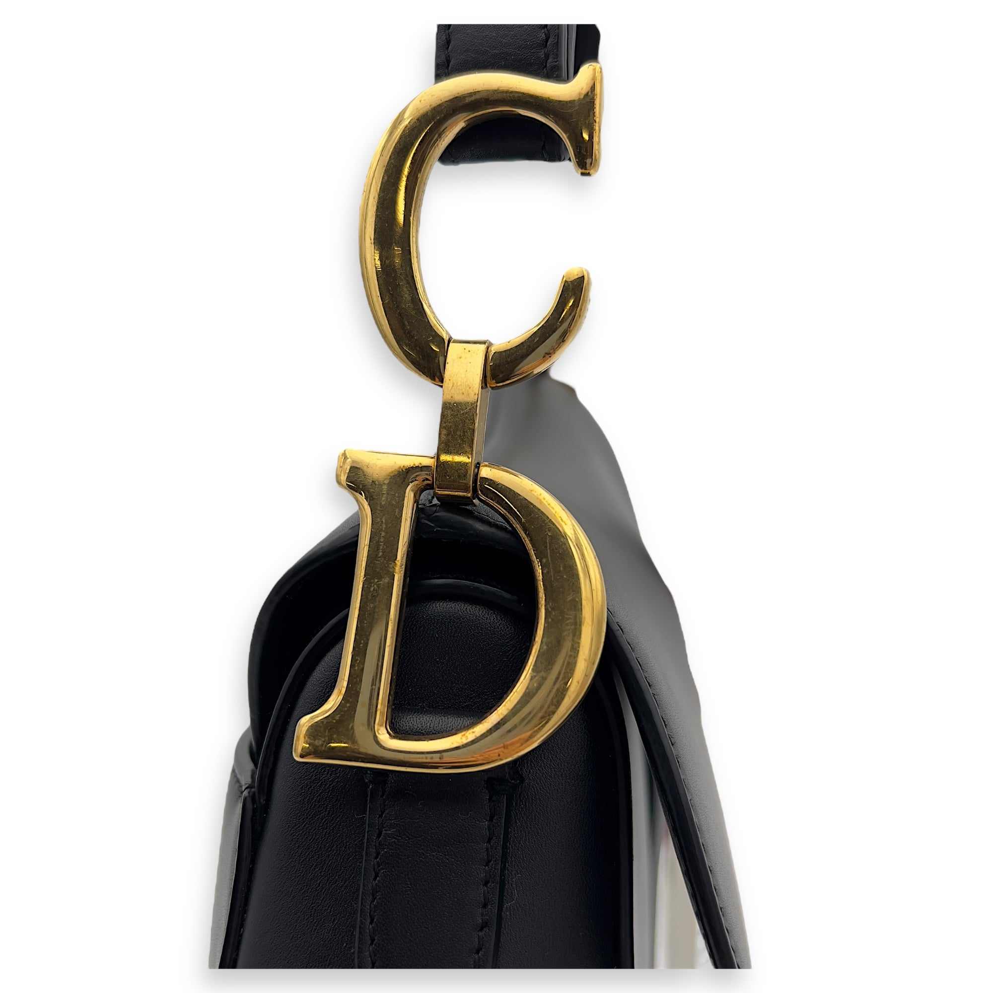 Christian Dior Saddle Shoulder Bag Black in Calfskin, Gold hardware_5