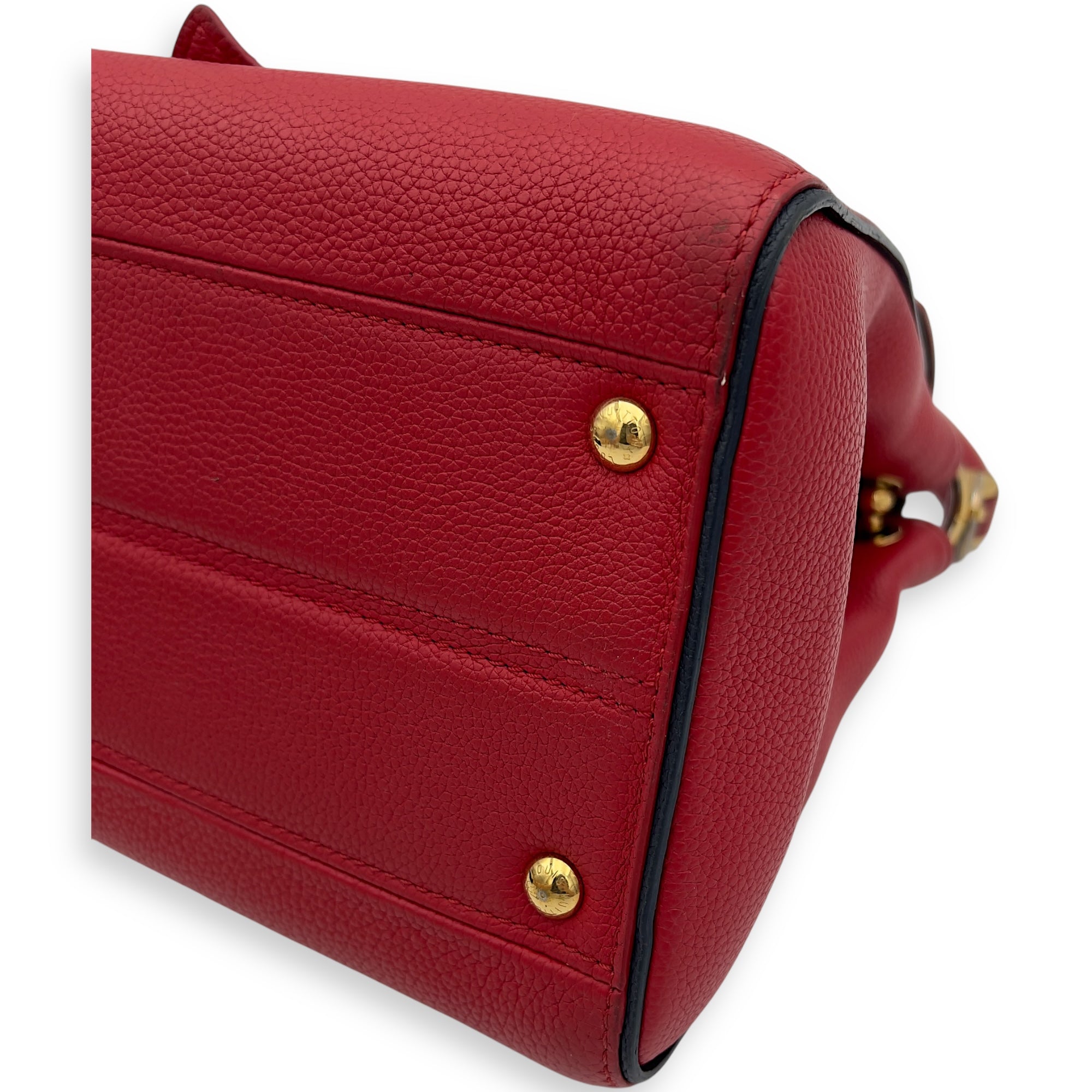 Louis Vuitton Double V Top Handle Bag Red in Calfskin, Gold hardware_3