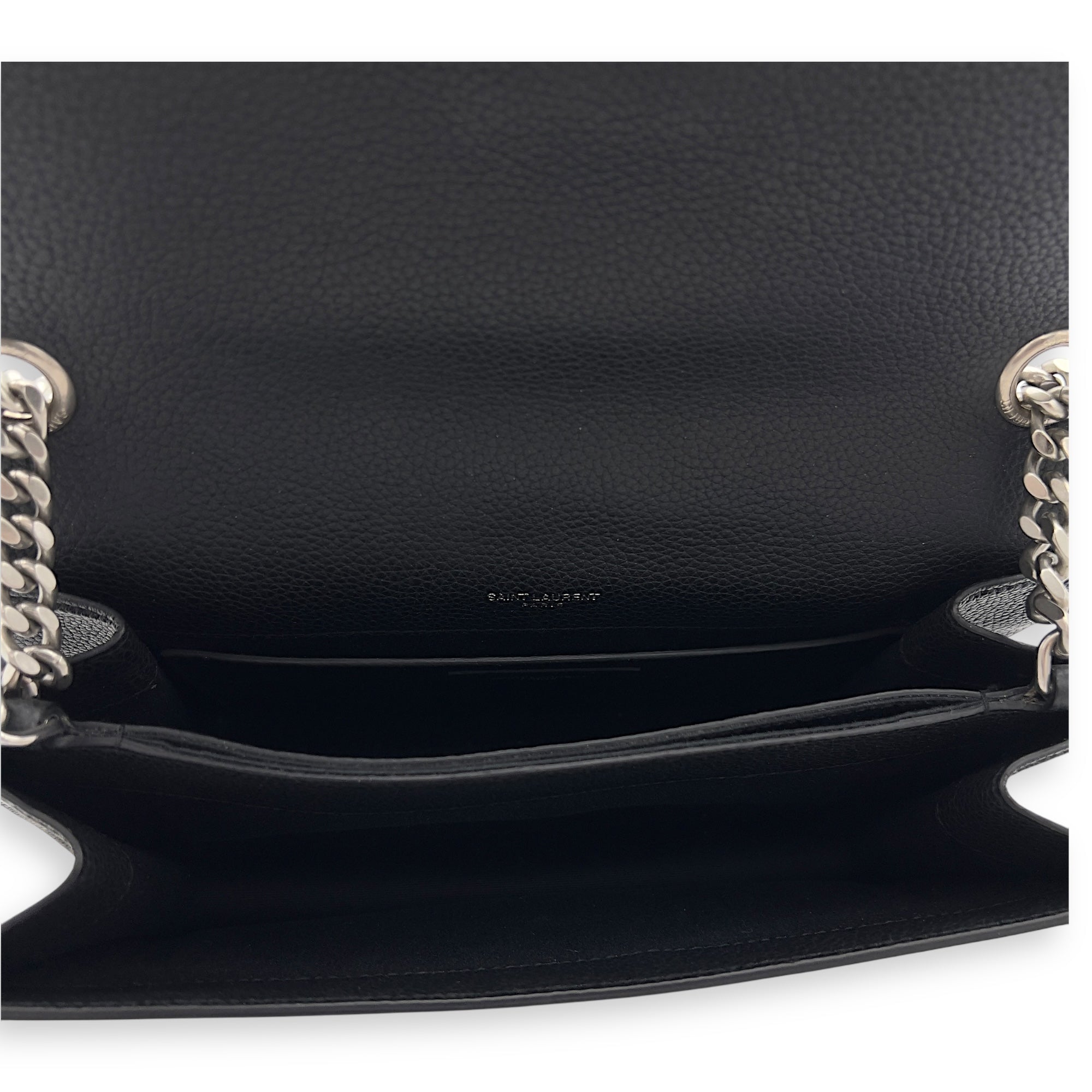 Saint Laurent Sunset Shoulder Bag Black in Calfskin, Silver hardware_5