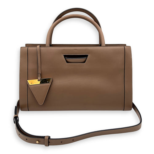 Loewe Barcelona Top Handle Bag Brown in Calfskin, Gold hardware_2