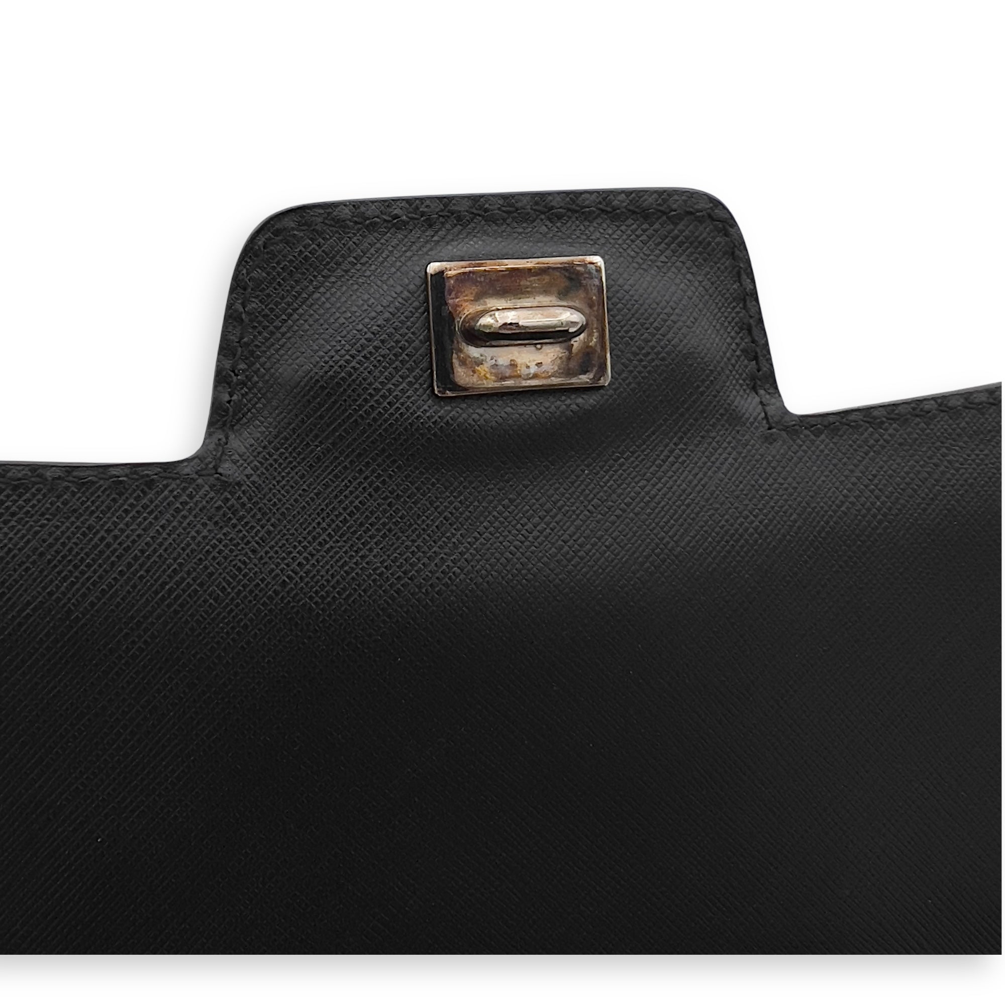 Salvatore Ferragamo Gancini Shoulder Bag Black in Calfskin, Silver hardware_7