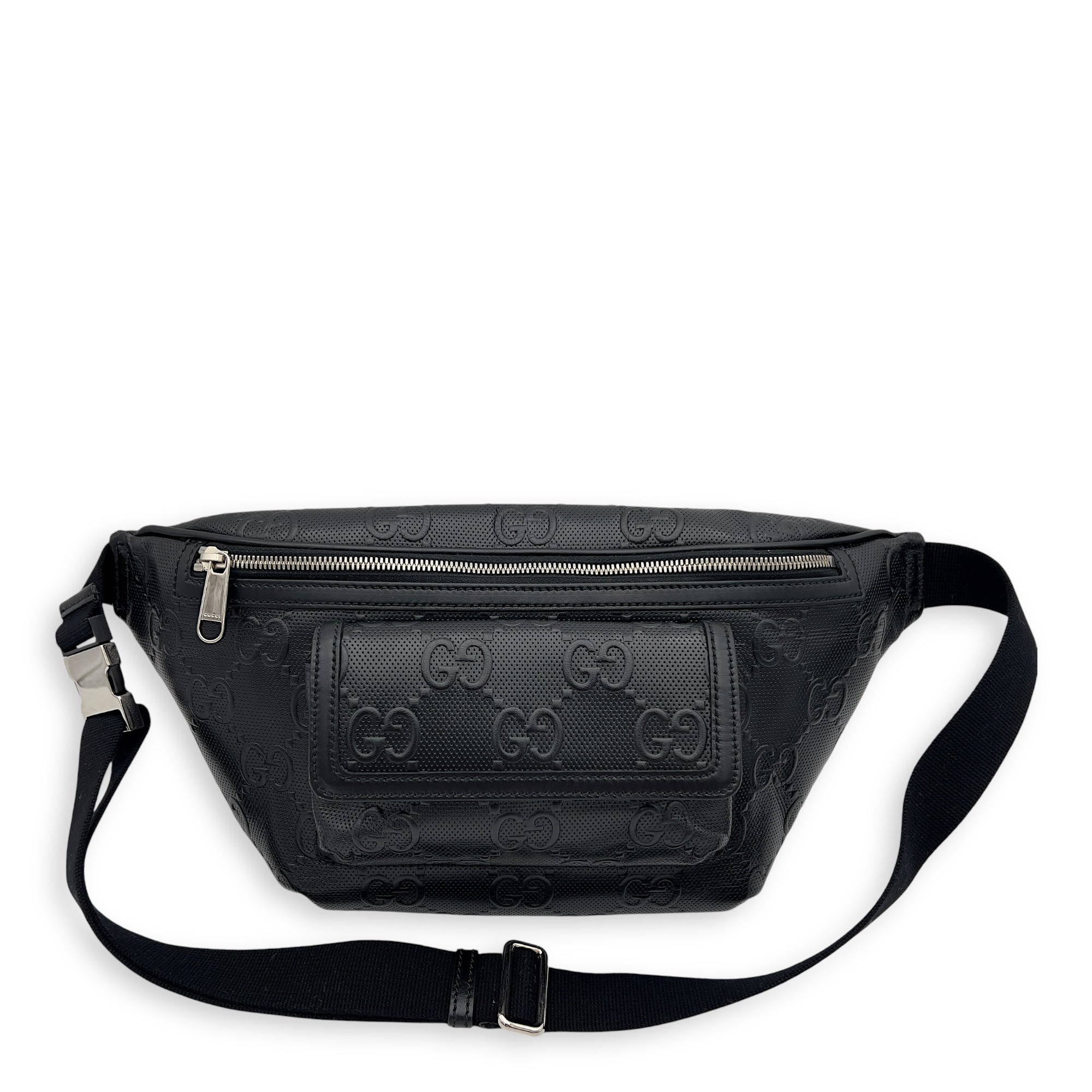 Gucci GG Belt Bag Black in Calfskin, Gold hardware_2