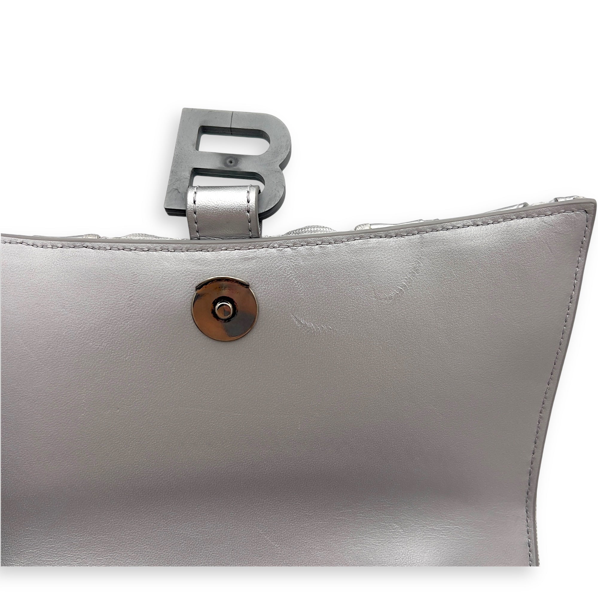 Balenciaga Sneakerhead Hourglass Grey Top Handle Bag in Canvas, Silver hardware_7