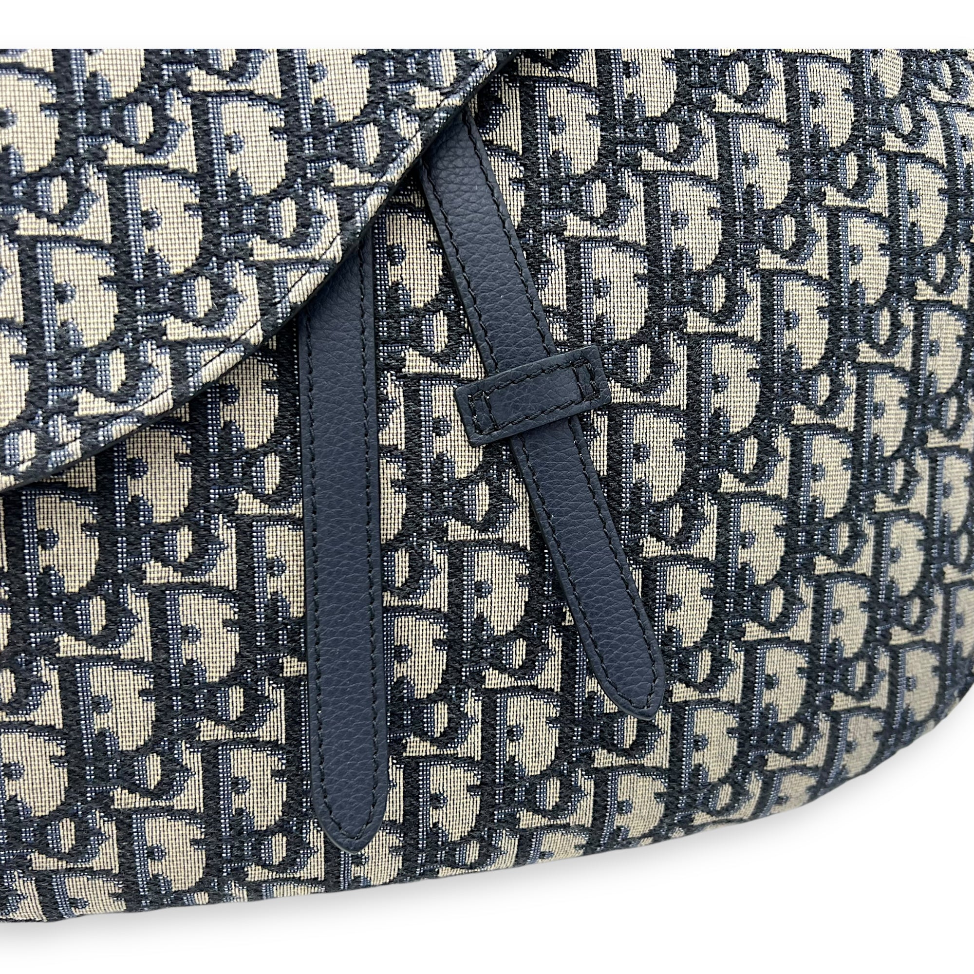 Christian Dior Oblique Crossbody Bag Blue in Jacquard, Silver hardware_7