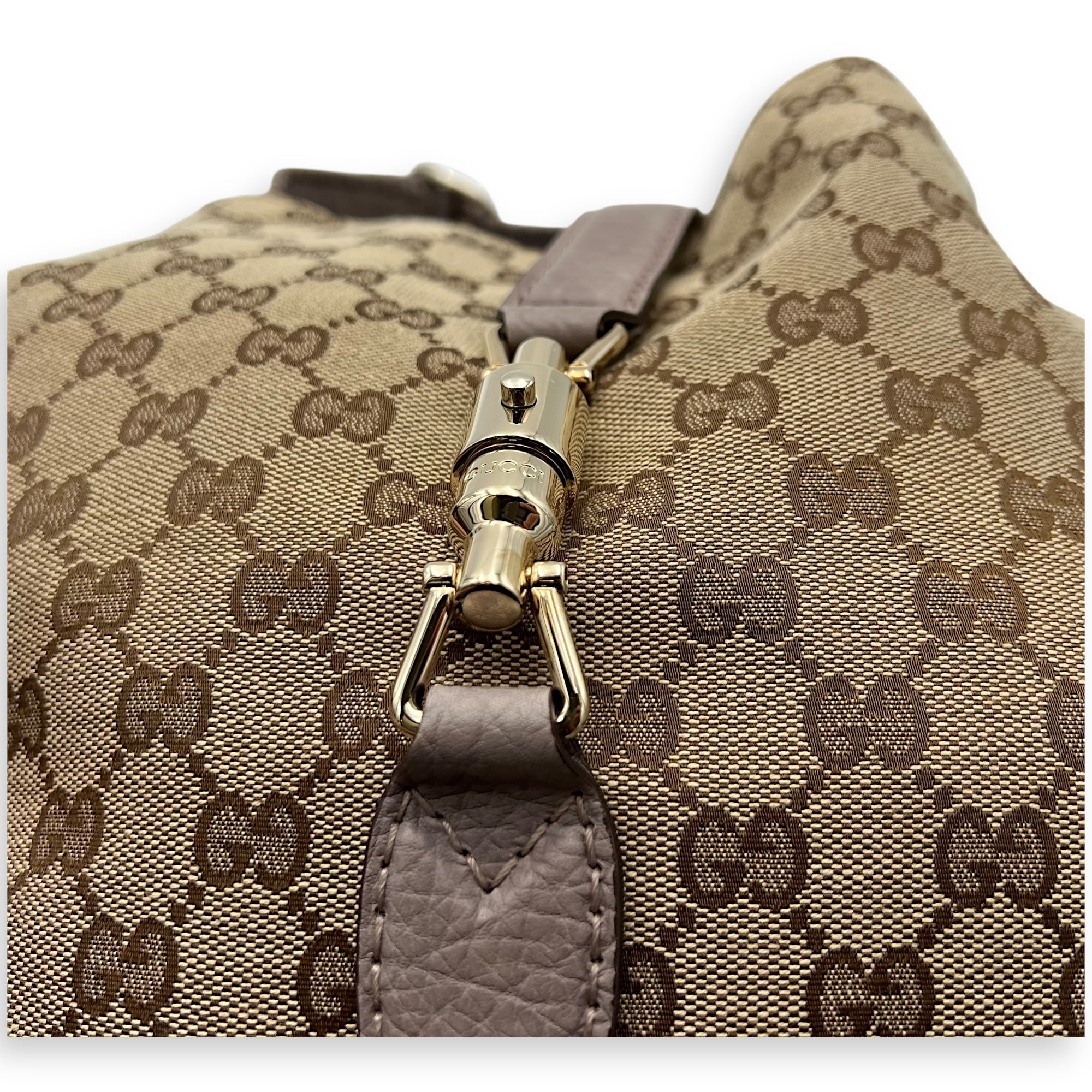 Gucci Jackie 1961 Shoulder Bag Brown in Canvas, Gold hardware_7