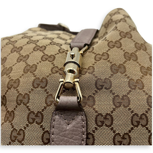 Gucci Jackie 1961 Shoulder Bag Brown in Canvas, Gold hardware_7