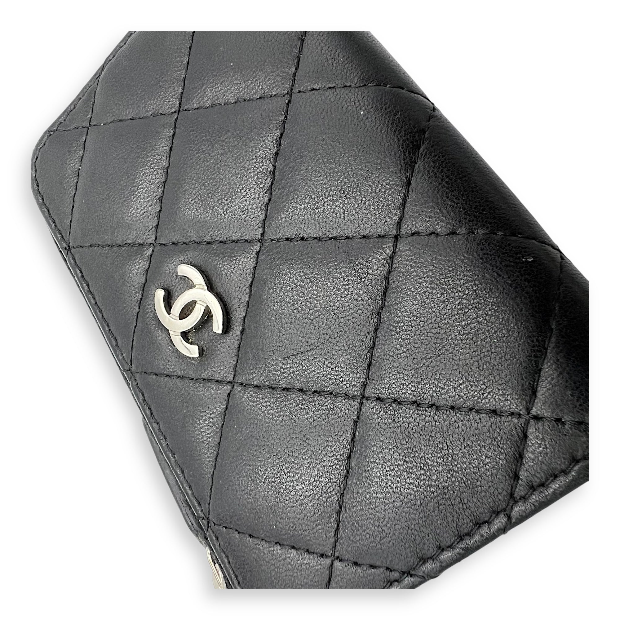 Chanel CC Wallet Black in Lambskin, Silver hardware_7