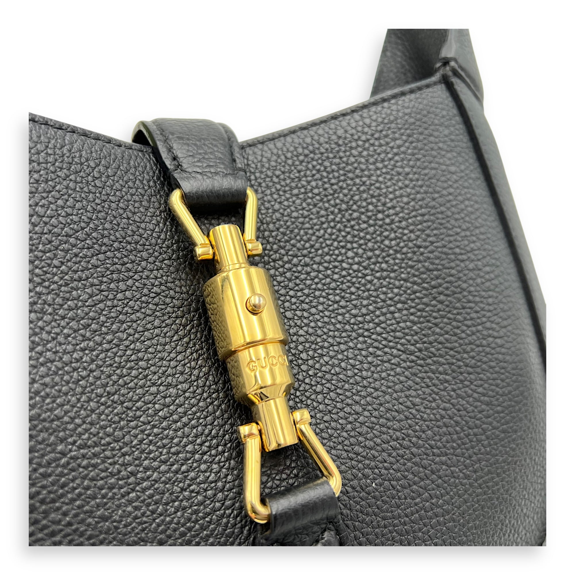 Gucci Jackie 1961 Shoulder Bag Black in Calfskin, Gold hardware_7