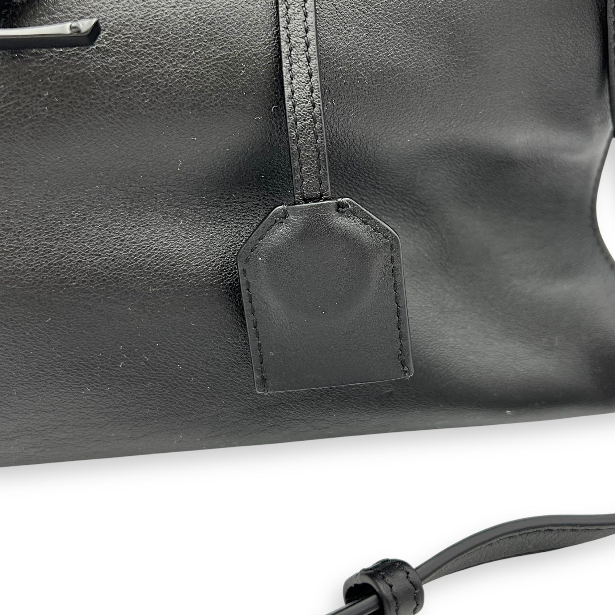 Saint Laurent Cabas Top Handle Bag Black in Calfskin, Silver hardware_7