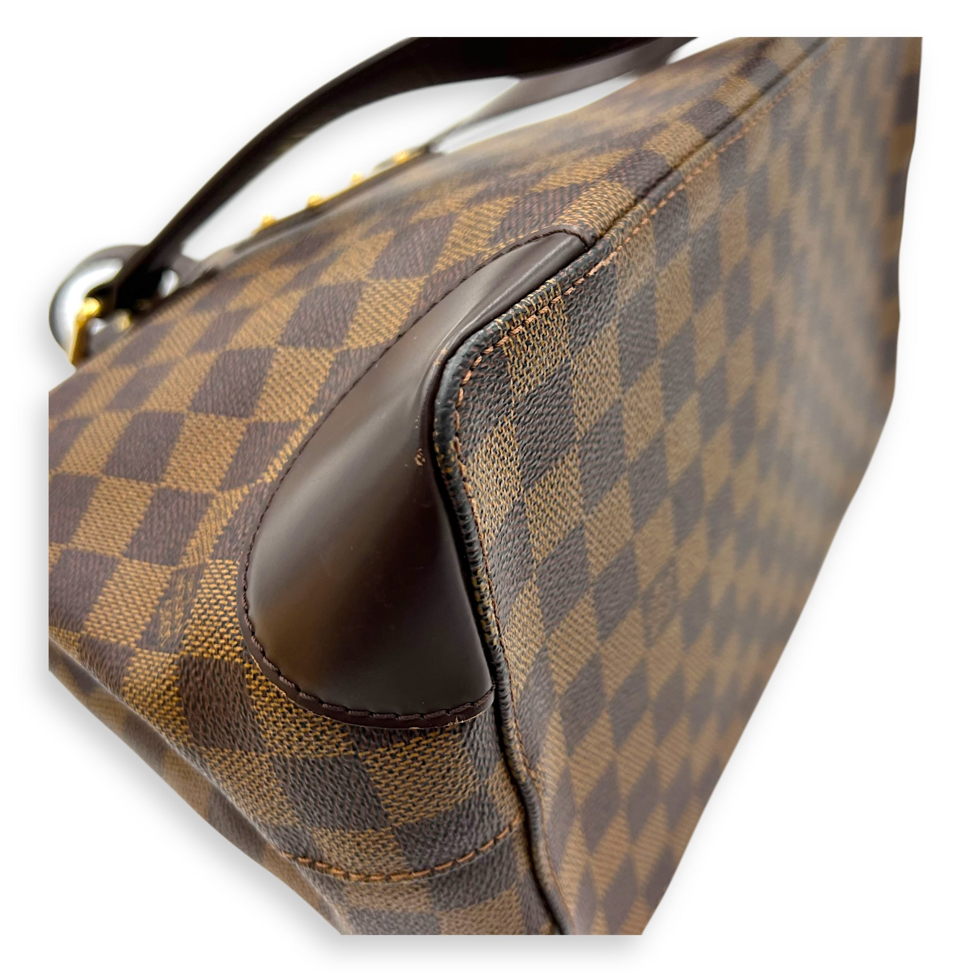 Louis Vuitton Hampstead Top Handle Bag PM Brown in Coated Canvas, Gold hardware_7