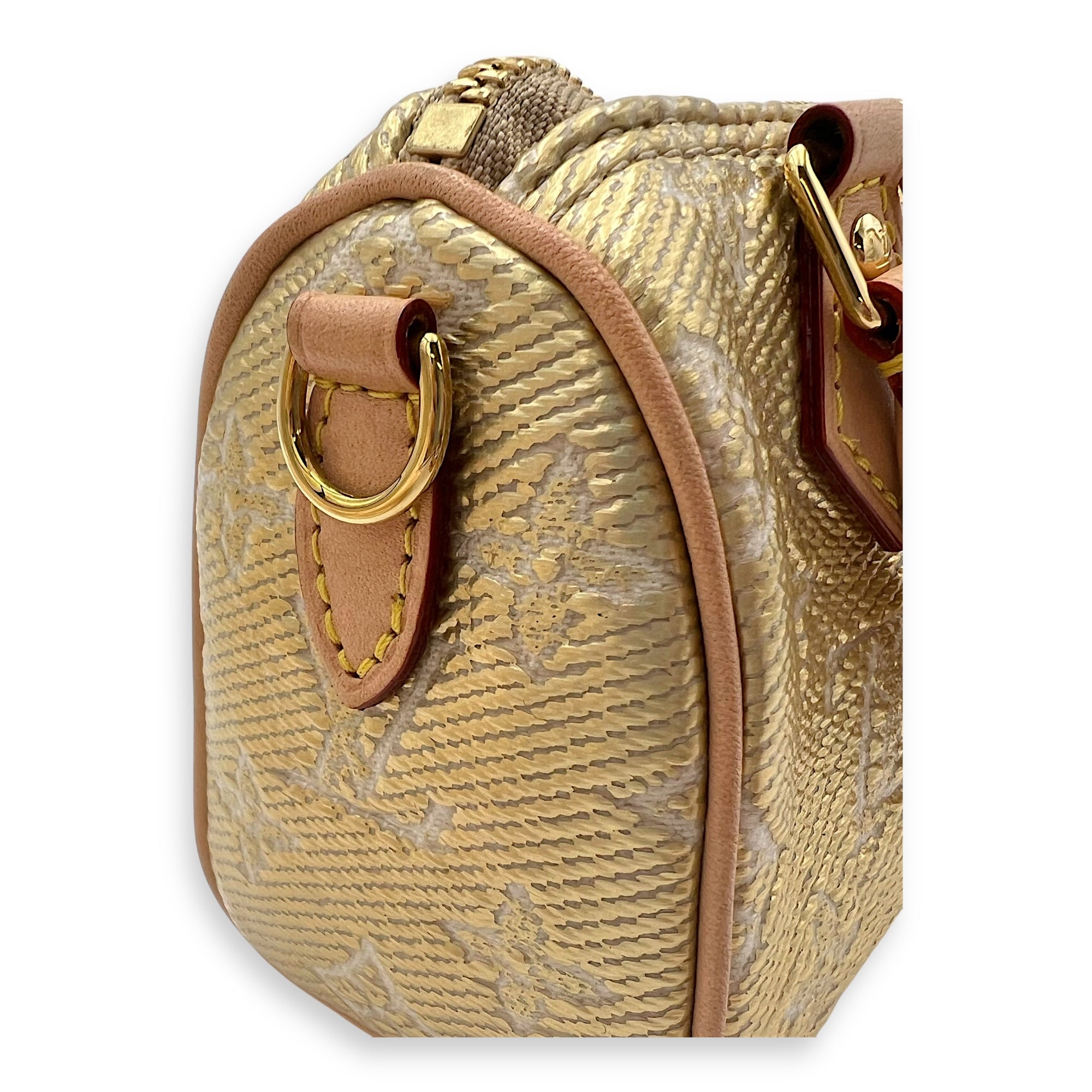 Louis Vuitton Speedy Nano Gold Top Handle Bag in Coated Canvas, Gold hardware_7