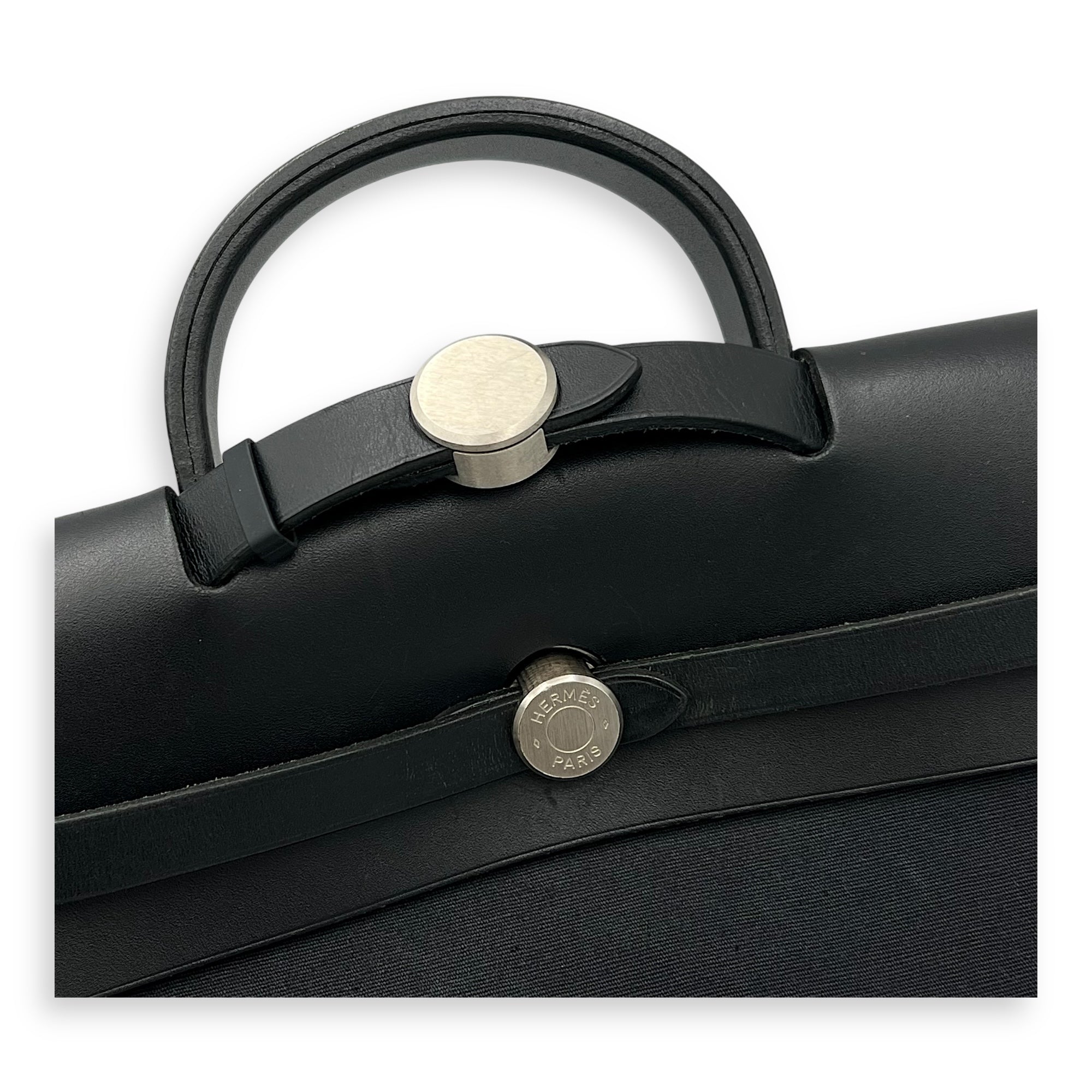 Hermès Herbag A Dos 31 Black Backpack in Canvas, Silver hardware_11