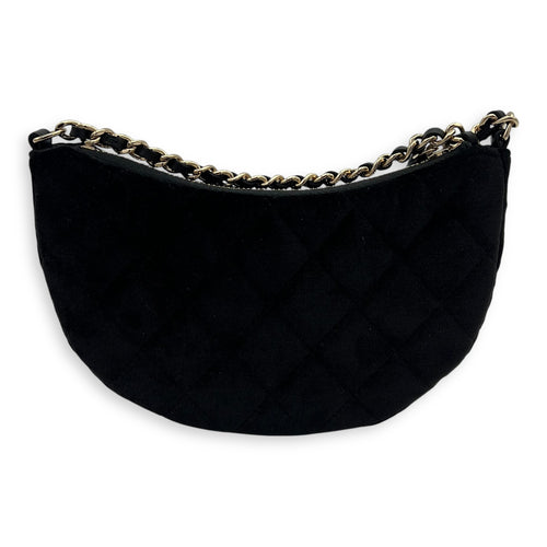 Chanel VIP Gift Crystal Quilted Black Crossbody Bag in Velvet, Gold hardware_2