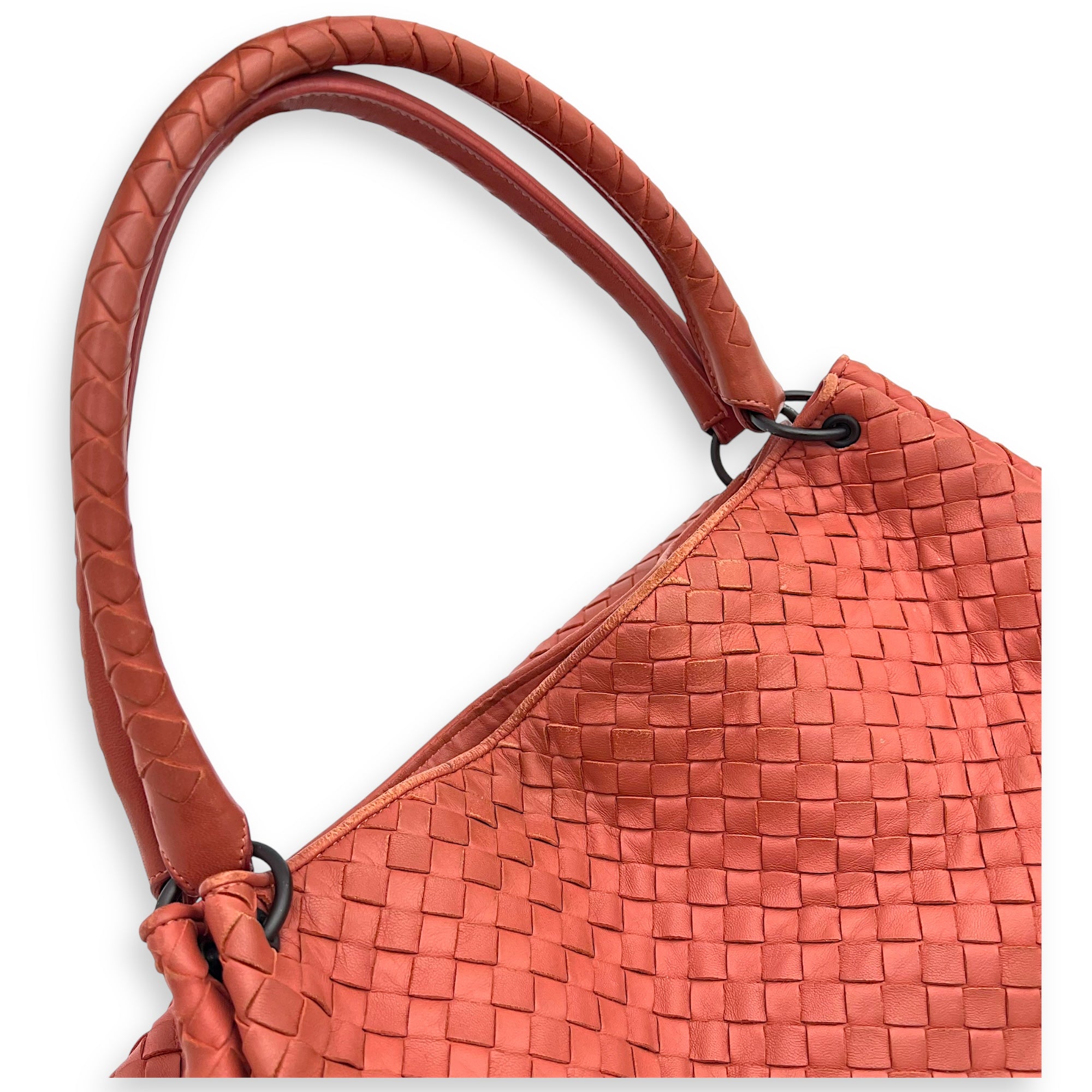 Bottega Veneta Hobo Top Handle Bag Pink in Lambskin, Gunmetal hardware_10