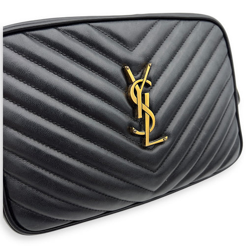 Saint Laurent Camera Crossbody Bag Medium Black in Calfskin, Gold hardware_5