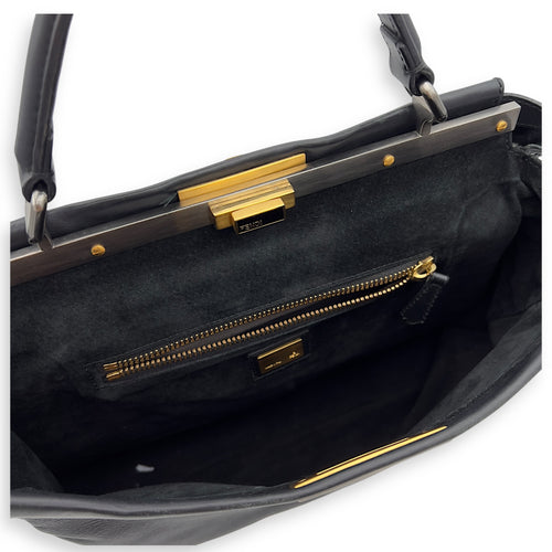 Fendi Peekaboo Top Handle Bag Black in Calfskin, Silver hardware_3