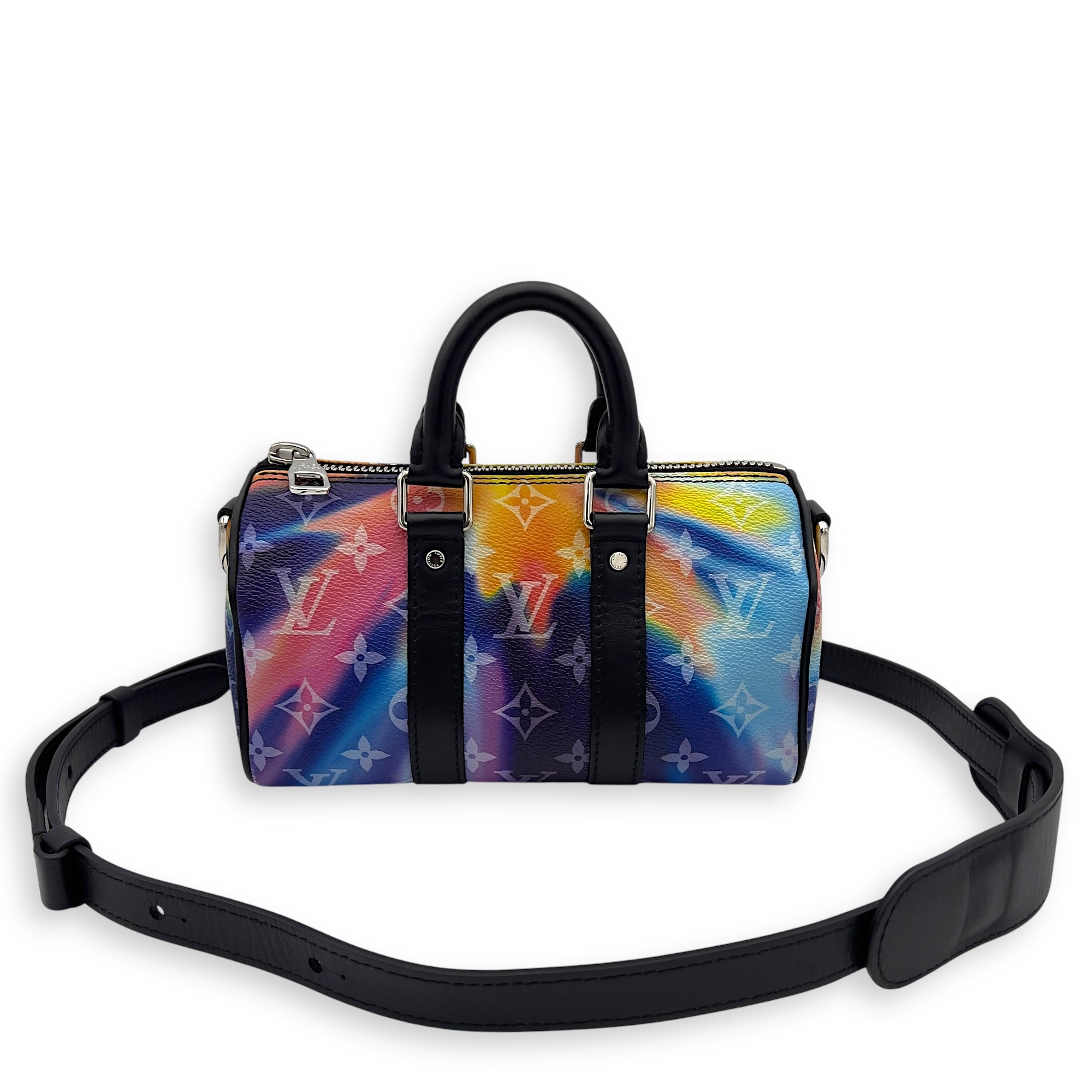 Louis Vuitton Keepall Crossbody Bag  Black in Coated Canvas , Silver Hardware_3